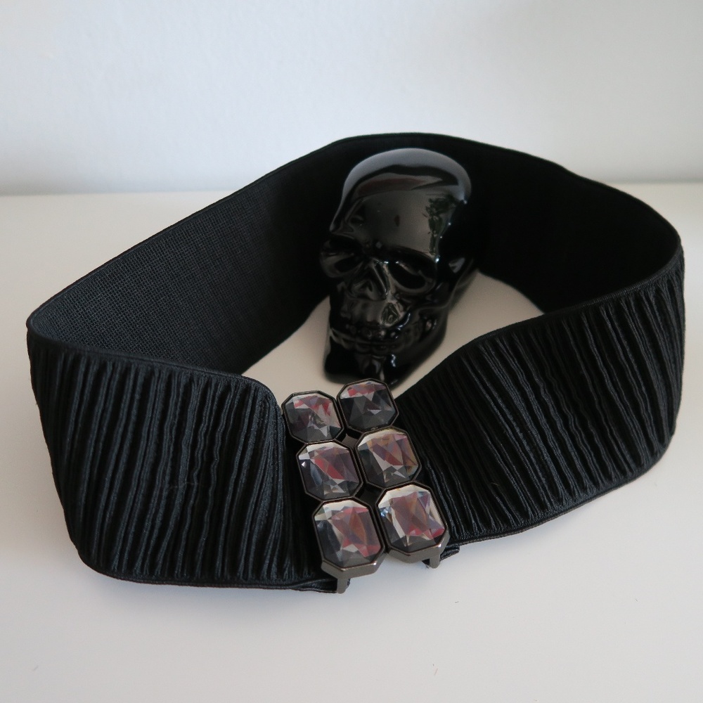 Black Stretchy Belt w/ Decorative Stones